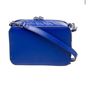 Ganni Blue Leather Crossbody Camera Bag